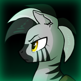 Size: 160x160 | Tagged: safe, artist:dipfanken, oc, zebra, fallout equestria, game: fallout equestria: remains, g4, bust, cropped, game, game screencap, gradient background, profile, solo