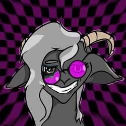 Size: 4000x4000 | Tagged: safe, artist:wata, oc, oc only, oc:alek, goat, bangs, error, glasses, gmod, grin, long hair, missing texture, smiling, solo