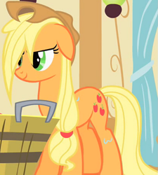 Size: 615x683 | Tagged: safe, screencap, applejack, earth pony, pony, g4, party of one, cropped, female, mare, solo, wet, wet mane