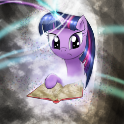 Size: 4961x4961 | Tagged: safe, artist:vunlinur, twilight sparkle, pony, unicorn, g4, book, female, glowing horn, horn, reading, solo