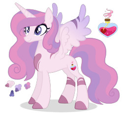 Size: 1500x1379 | Tagged: safe, artist:magicuniclaws, oc, oc only, alicorn, hybrid, pony, zony, female, magical lesbian spawn, offspring, parent:princess cadance, parent:zecora, simple background, solo, transparent background