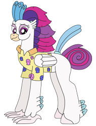 Size: 1863x2448 | Tagged: safe, artist:supahdonarudo, queen novo, classical hippogriff, hippogriff, fanfic:a royal getaway, series:novoember, g4, my little pony: the movie, alternate tailstyle, braid, clothes, curly tail, cute, hawaiian shirt, novobetes, shirt, simple background, transparent background, vacation