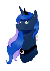 Size: 928x1308 | Tagged: safe, artist:twin-fan, princess luna, alicorn, pony, g4, bust, female, jewelry, mare, peytral, signature, simple background, solo, tiara, transparent background