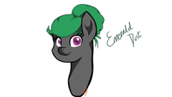 Size: 1304x736 | Tagged: safe, artist:unicorncookeno, oc, oc only, oc:emerald dust, pony, bust, female, looking at you, simple background, solo, transparent background