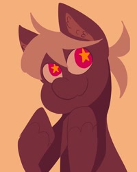 Size: 1080x1350 | Tagged: safe, artist:damedanbos, oc, oc only, earth pony, pony, bust, earth pony oc, orange background, simple background, smiling, solo, starry eyes, wingding eyes