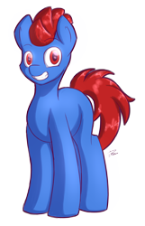 Size: 1372x2130 | Tagged: safe, artist:eisky, oc, oc only, oc:foxidro, earth pony, pony, grin, looking at you, simple background, smiling, solo, spiky mane, standing, transparent background