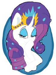 Size: 810x1080 | Tagged: safe, artist:lowname, rarity, pony, unicorn, g4, bedroom eyes, bust, crown, female, jewelry, mare, regalia, solo