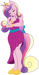 Size: 552x1049 | Tagged: safe, artist:phsuke, edit, princess cadance, alicorn, anthro, unguligrade anthro, fanfic:shining hearts youngblood, g4, cropped, cropped porn, eyes closed, fanfic, fanfic art, fanfic cover, female, mare, partial hem, simple background, smiling, smirk, solo, story in the source, white background