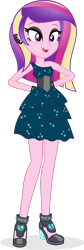 Size: 717x2126 | Tagged: safe, artist:punzil504, idw, princess cadance, equestria girls, g4, alternate hairstyle, belt, black eyeshadow, bracelet, clothes, clothes swap, dark mirror universe, dress, ear piercing, earring, evil cadance, eyeshadow, female, high heels, jewelry, makeup, mirror universe, open mouth, piercing, shoes, simple background, sleeveless, solo, transparent background, wristband, younger