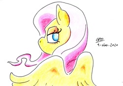Size: 1024x716 | Tagged: safe, artist:gafelpoez, fluttershy, pegasus, pony, g4, simple background, solo, white background, wings