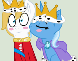 Size: 956x747 | Tagged: safe, artist:jadeharmony, prince blueblood, trixie, g4, female, king and queen, male, ship:bluetrix, shipping, straight