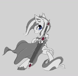 Size: 1280x1253 | Tagged: safe, artist:alazak, oc, oc only, oc:pearl, earth pony, pony, cape, clothes, solo, sword, weapon