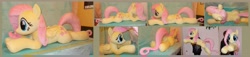Size: 9448x2144 | Tagged: safe, artist:calusariac, fluttershy, pony, g4, absurd resolution, cute, irl, life size, photo, plushie, shyabetes, solo