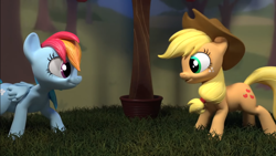 Size: 1366x768 | Tagged: safe, screencap, applejack, rainbow dash, earth pony, pegasus, pony, g4, hello pinkie pie