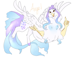 Size: 1280x1024 | Tagged: safe, artist:arexstar, oc, oc only, oc:angel, draconequus, female, offspring, parent:gilda, simple background, solo, white background