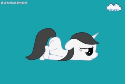 Size: 1024x683 | Tagged: artist needed, source needed, safe, oc, oc only, pony, unicorn, animated, female, filly, gif, scootie belle, scooting, simple background, solo, teal background