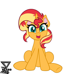 Size: 4500x5000 | Tagged: safe, artist:theretroart88, sunset shimmer, pony, unicorn, g4, colored pinnae, cute, female, looking at you, mare, open mouth, shimmerbetes, simple background, solo, transparent background, vector