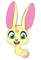 Size: 498x722 | Tagged: safe, artist:unoriginai, fluttershy, rabbit, g4, animal, bunnified, bunnyshy, bust, open mouth, simple background, species swap, white background