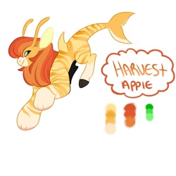 Size: 1280x1280 | Tagged: safe, artist:etchnsketches, oc, oc only, oc:harvest apple, draconequus, hybrid, color palette, interspecies offspring, magical gay spawn, male, offspring, parent:big macintosh, parent:discord, parents:discomac, simple background, solo, white background