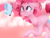 Size: 1600x1200 | Tagged: safe, artist:peachiebug, artist:peachieswrld, pinkie pie, butterfly, earth pony, pony, g4, balloon, cloud, colored hooves, cute, diapinkes, female, floating, floppy ears, looking at something, mare, sky, smiling, solo, then watch her balloons lift her up to the sky