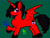 Size: 2048x1536 | Tagged: safe, artist:artmama113, oc, oc only, oc:sketchbook, alicorn, bat pony, bat pony alicorn, pony, alicorn oc, bat pony oc, bat wings, green background, horn, male, raised hoof, red and black oc, rule 63, signature, simple background, solo, stallion, unshorn fetlocks, wings