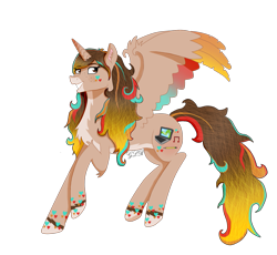 Size: 1357x1246 | Tagged: safe, artist:twin-fan, oc, oc only, alicorn, pony, alicorn oc, female, grin, horn, mare, rainbow power, rainbow power-ified, raised hoof, signature, simple background, smiling, solo, transparent background, unshorn fetlocks, wings
