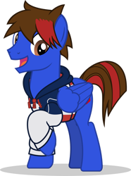 Size: 1280x1723 | Tagged: safe, artist:mlp-trailgrazer, oc, oc only, oc:jordan, pegasus, pony, clothes, hoodie, male, open mouth, simple background, solo, stallion, transparent background