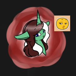 Size: 700x700 | Tagged: safe, artist:kaggy009, oc, oc only, oc:peppermint pattie (unicorn), pony, unicorn, ask peppermint pattie, emoji, female, mare, solo