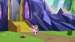 Size: 1920x1080 | Tagged: safe, screencap, starlight glimmer, pony, unicorn, g4, the last problem, derp, present, solo, twilight's castle