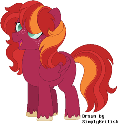 Size: 384x404 | Tagged: safe, artist:selenaede, artist:simplybritish, oc, oc only, oc:melrose, pegasus, pony, base used, female, filly, freckles, happy, offspring, parent:big macintosh, parent:fluttershy, parents:fluttermac, simple background, solo, unshorn fetlocks, white background