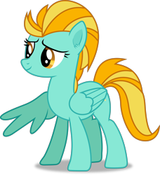 Size: 6000x6583 | Tagged: safe, artist:frownfactory, lightning dust, pegasus, pony, g4, wonderbolts academy, female, mare, simple background, solo, transparent background, wing hands, wings