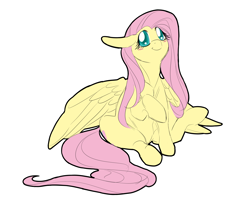 Size: 4093x3294 | Tagged: safe, artist:snspony, fluttershy, pegasus, pony, g4, big eyes, blushing, colored pupils, cute, long ears, shyabetes, simple background, sitting, solo, white background