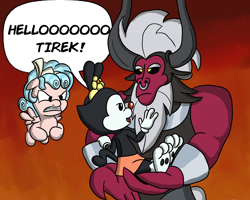 Size: 3000x2400 | Tagged: safe, artist:saburodaimando, cozy glow, lord tirek, centaur, pegasus, pony, g4, animaniacs, cozy glow is not amused, crossover, daimando is going to hell, dot warner, female, filly, foal, hello nurse, high res, male, nose piercing, nose ring, piercing, septum piercing, tirek is not amused