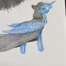 Size: 1080x1080 | Tagged: safe, artist:moona_lou, princess luna, spirit of hearth's warming yet to come, alicorn, pony, g4, cloak, clothes, female, mare, s1 luna, solo, traditional art