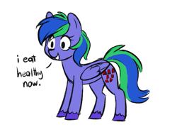 Size: 555x414 | Tagged: safe, artist:higglytownhero, colorist:threeareess, oc, oc only, oc:felicity stars, pegasus, pony, dialogue, female, mare, pegasus oc, silly, simple background, solo, transparent background, unshorn fetlocks, wings