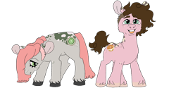 Size: 1280x640 | Tagged: safe, artist:rattastics, oc, oc:everything bagel, oc:lox, earth pony, pony, brother and sister, female, male, offspring, parent:cheese sandwich, parent:pinkie pie, parents:cheesepie, siblings, simple background, transparent background