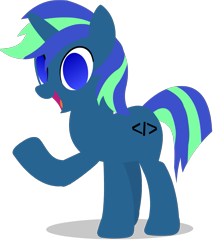 Size: 995x1145 | Tagged: safe, artist:thunder-blur, oc, oc only, oc:xenotic programming, pony, unicorn, lineless, open mouth, raised hoof, simple background, solo, transparent background