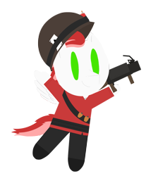 Size: 1261x1520 | Tagged: artist needed, safe, oc, oc only, oc:swift apex, pegasus, pony, rocket launcher, simple background, soldier, soldier (tf2), soldier pony, solo, team fortress 2, transparent background