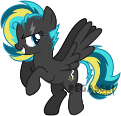 Size: 1024x977 | Tagged: safe, artist:pegasski, oc, oc only, oc:static shock, pegasus, pony, g4, female, mare, simple background, solo, transparent background, watermark