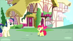 Size: 1920x1080 | Tagged: artist needed, safe, apple bloom, bon bon, sweetie drops, trixie, earth pony, pony, unicorn, g4, abuse, animated, applebuse, flattened, flattening, jumping, nonsense, ponyville, rolling, sound, squished, wat, webm