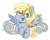 Size: 956x774 | Tagged: safe, artist:yokokinawa, derpy hooves, pegasus, pony, g4, big eyes, chibi, cloud, cute, derpabetes, flying, heart eyes, open mouth, solo, wingding eyes, wings