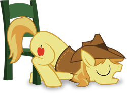 Size: 6727x5000 | Tagged: safe, artist:frownfactory, braeburn, earth pony, pony, appleoosa's most wanted, g4, chair, clothes, eyes closed, face down ass up, hat, male, simple background, sleeping, solo, stallion, transparent background, vector, vest
