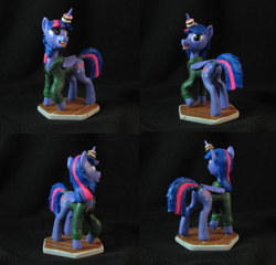 Size: 4800x4600 | Tagged: safe, artist:bomzzzik, twilight sparkle, alicorn, pony, unicorn, g4, clothes, craft, donut, female, figure, figurine, food, handmade, hoodie, horn, horn impalement, photo, polymer clay, solo, traditional art, twilight sparkle (alicorn), wings