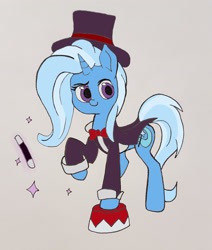 Size: 2268x2669 | Tagged: safe, artist:zosma-art, trixie, pony, unicorn, g4, bow, female, hat, high res, mare, paint tool sai, solo, traditional art, wand