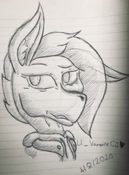 Size: 2937x3974 | Tagged: safe, artist:lil_vampirecj, oc, oc only, oc:cj vampire, earth pony, pony, bust, lined paper, portrait, solo, traditional art