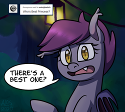 Size: 950x850 | Tagged: safe, artist:lunarshinestore, oc, oc:night stitch, bat pony, pony, ask night stitch, ask, female, tumblr