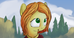 Size: 1413x716 | Tagged: safe, artist:geljado, oc, oc only, oc:sweet corn, earth pony, pony, bust, digital art, female, solo