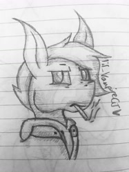 Size: 1280x1707 | Tagged: safe, artist:lil_vampirecj, oc, oc only, oc:cj vampire, earth pony, pony, art, bust, cigarette, lined paper, sketch, smoking, solo, traditional art