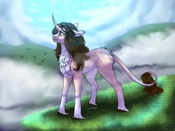 Size: 1024x768 | Tagged: safe, artist:malinraf1615, oc, oc only, classical unicorn, pony, unicorn, female, horn, leonine tail, mare, solo, unshorn fetlocks