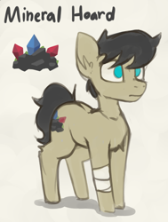 Size: 892x1181 | Tagged: safe, artist:marsminer, oc, oc only, oc:mineral hoard, earth pony, pony, bandage, looking forward, male, no pupils, solo, stallion